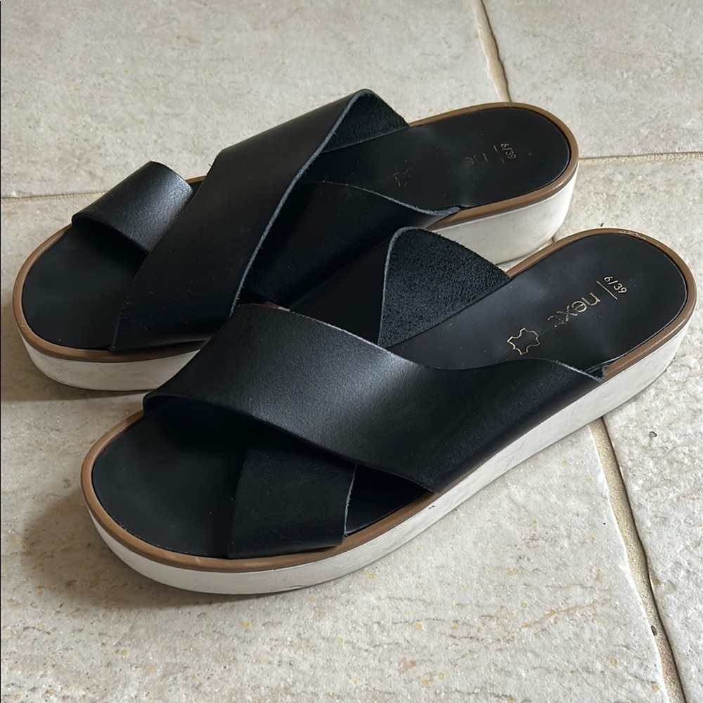 Next Black Cross-Strap Slide Sandals - Picture 4 of 5